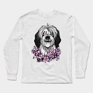 O is for Old English Sheepdog and Orchid Long Sleeve T-Shirt